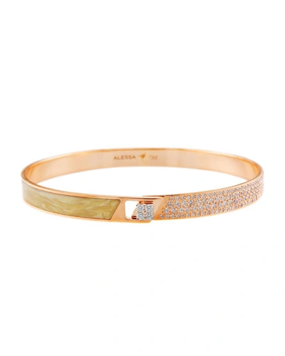 Alessa Jewelry Spectrum 18k Rose Gold Painted Bangle W/ Diamonds, Yellow