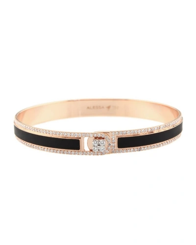 Alessa Jewelry Spectrum Painted 18k Rose Gold Bangle W/ Diamonds, Black