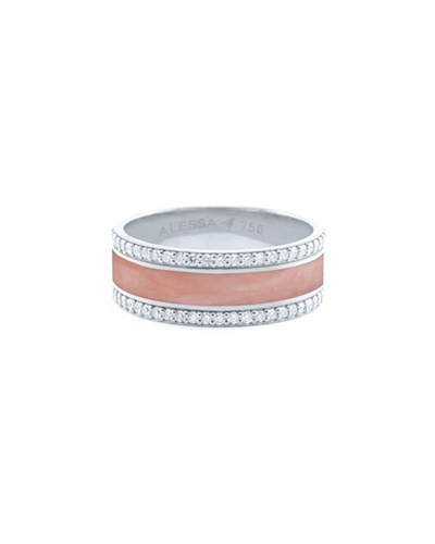 Alessa Jewelry Spectrum Painted 18k White Gold Ring W/ Diamond Trim, White
