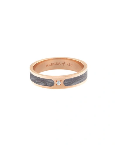 Alessa Jewelry Spectrum Painted 18k Rose Gold Stack Ring W/ Diamond, Gray