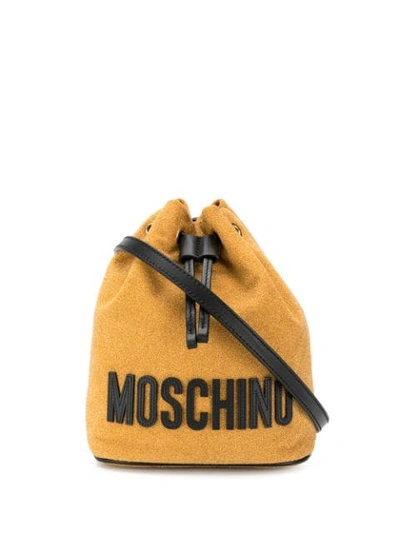 Moschino Logo Bucket Bag In Gold