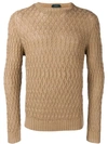 Zanone Cable Knit Jumper In Brown