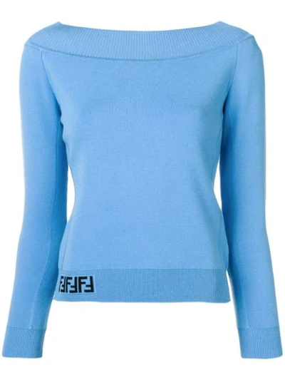 Fendi Ff Logo Sweater In Blue