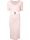 Fendi Belted Midi Dress In Pink