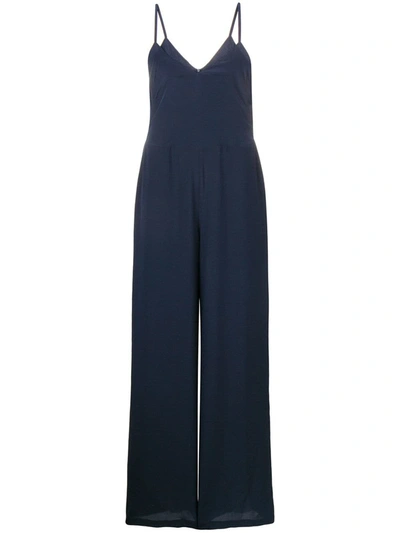 Semicouture Deep V-neck Jumpsuit In Blue