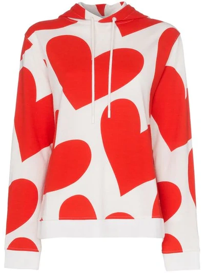 House Of Holland X The Woolmark Company Heart Print Merino Wool Hoodie In Red/white