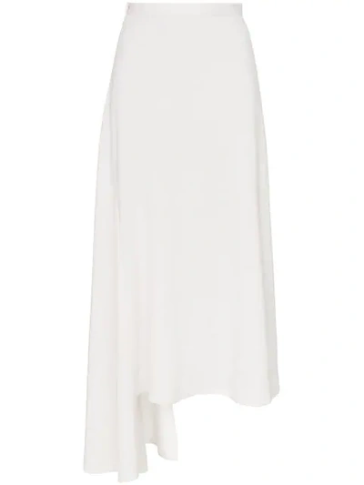 House Of Holland X The Woolmark Company High-waisted Asymmetric Merino Wool Midi Skirt In White