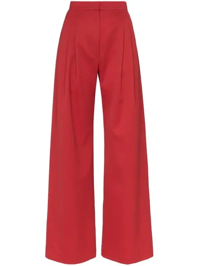 House Of Holland X The Woolmark Company High-waisted Wide Leg Trousers In Red