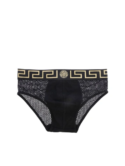 Versace Perforated Briefs In Black