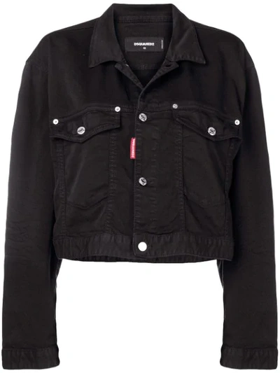Dsquared2 Icon Cropped Denim Jacket In Black