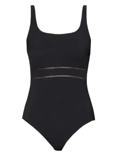 Gottex Swim Finesse Eyelet Waist One-piece Swimsuit In Black