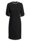 Teri Jon By Rickie Freeman Embellished Slit Sleeve Sheath Dress In Black