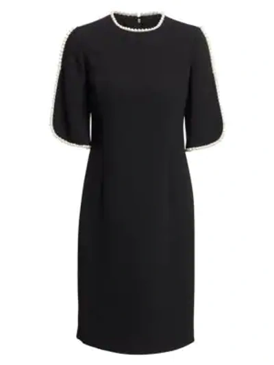 Teri Jon Embellished Slit Sleeve Sheath Dress In Black
