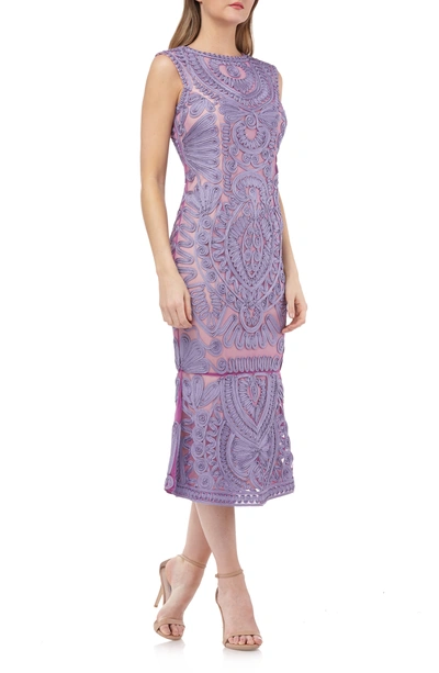 Js Collections Soutache Mesh Dress In Purple Blush