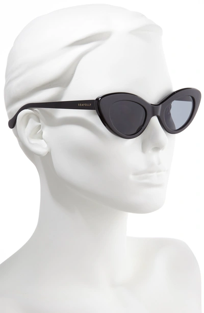 Seafolly Airlie 48mm Cat Eye Sunglasses In Black/ Smoke