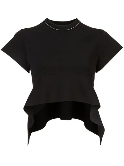 Proenza Schouler Compact Knit Short Sleeve Top In Black