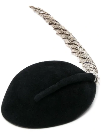 Gucci Crystal-embellished Feather And Felt Hat In Black