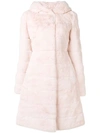 Liska Hooded Midi Fur Coat In Pink