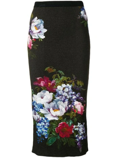 Antonio Marras Floral Print Pencil Skirt In Black
