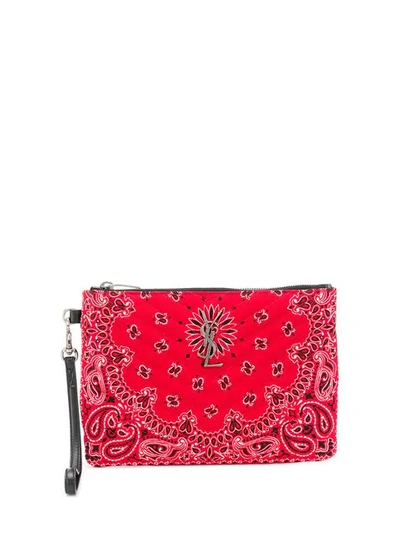 Saint Laurent Quilted Bandana Clutch In Red