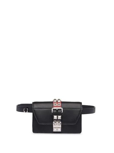 Prada Elektra Leather Belt Bag In Black