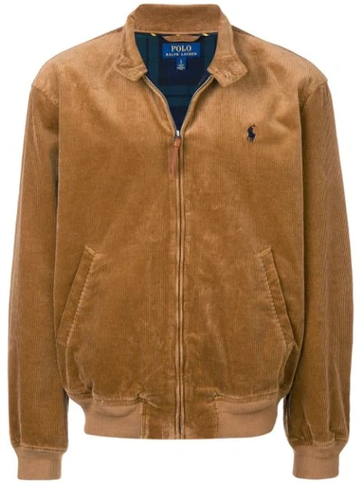 Polo Ralph Lauren Band Collar Corded Jacket In Brown