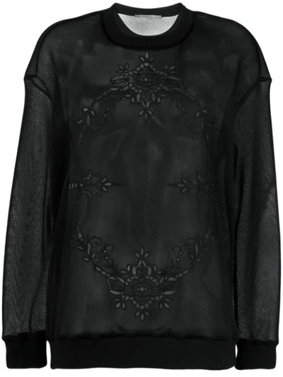 Stella Mccartney Sheer Embroidered Sweatshirt In Black