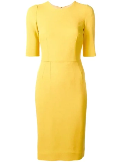 Dolce & Gabbana Fitted Midi Dress In Yellow