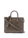 Saint Laurent Mini Tag Tote In Brown