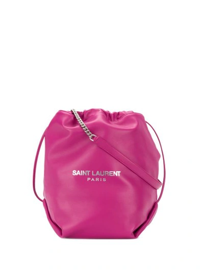 Saint Laurent Women's Teddy Metallic Leather Bucket Bag In Fuchsia