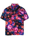 Msgm Floral Print Shirt In Black