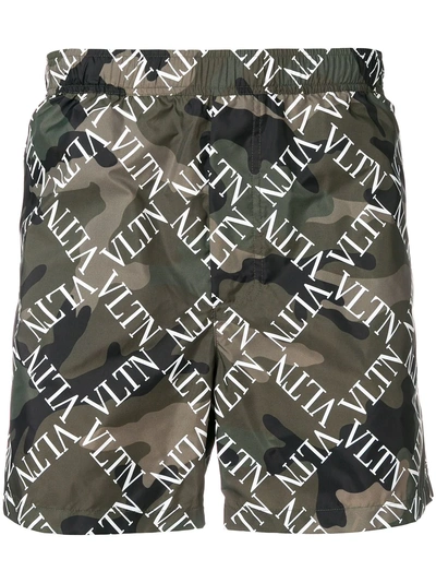 Valentino Vltn Camouflage Swim Shorts - Green
