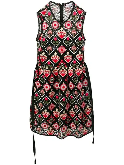 Red Valentino Love Celebration Embroidered Dress In Black