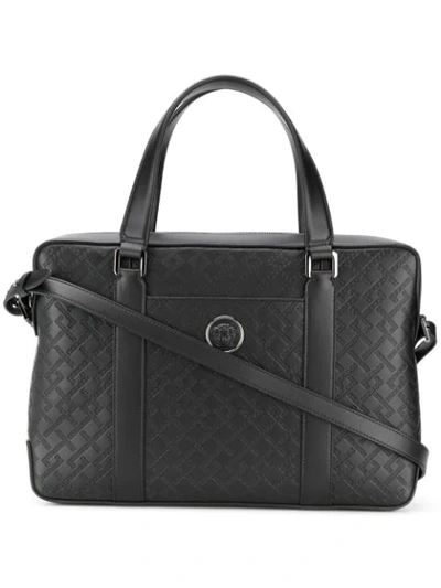 Versace Embossed Pattern Laptop Bag In Black