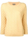 N•peal Cable Knit Sweater In Yellow
