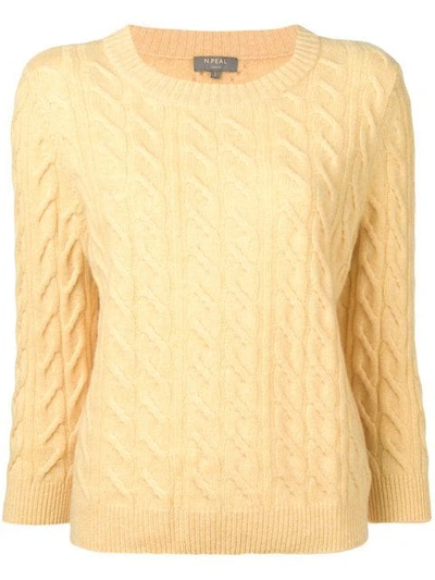 N•peal Cable Knit Sweater In Yellow