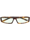 Balenciaga Narrow Rectangular-frame Sunglasses In Brown