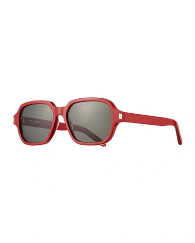 Saint Laurent Men's Sl 292 Rectangle Acetate Sunglasses In Red