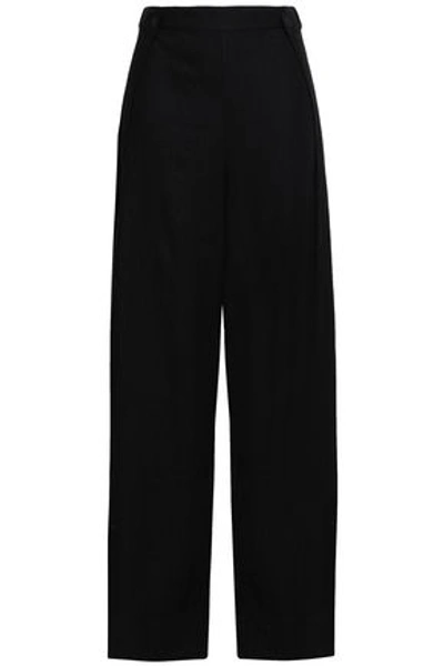 Alix Woman Button-embellished Linen Wide-leg Pants Black