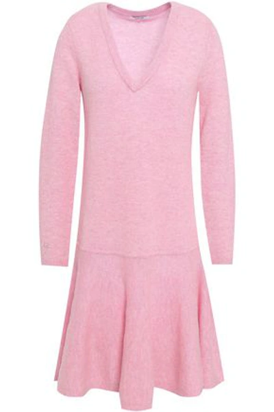 Ganni Woman Mercer Fluted Merino Wool blend Mini Dress Baby Pink