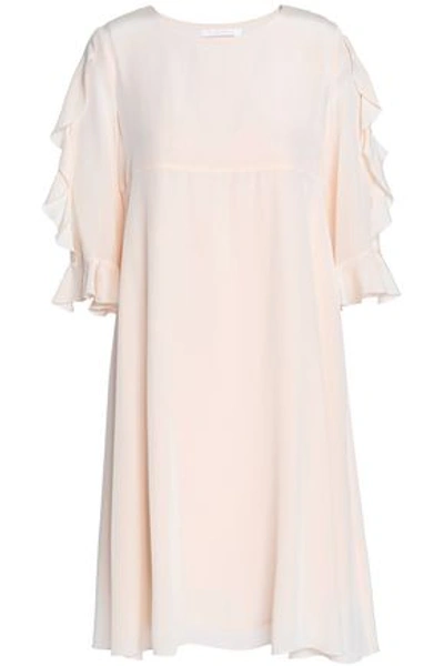 See By Chloé Woman Ruffled Crepe De Chine Dress Pastel Pink