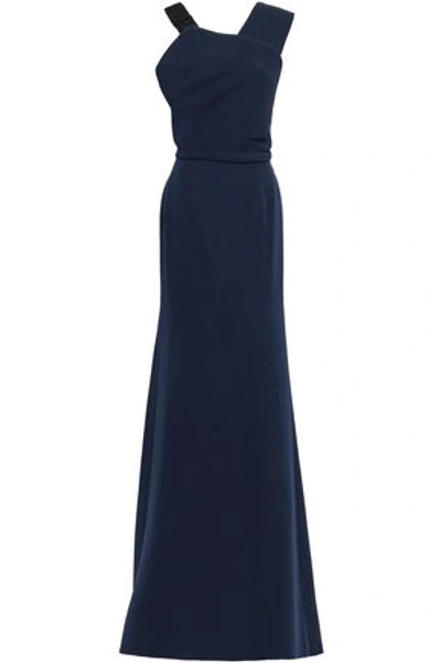 Victoria Beckham Wool And Silk-blend Gown In Navy