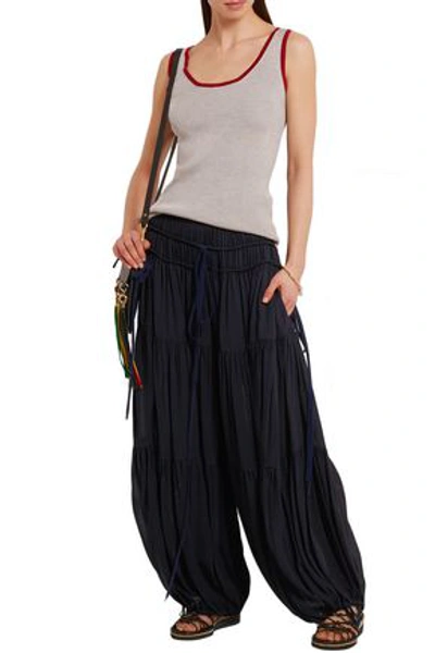 Chloé Woman Crepe Wide-leg Pants Navy