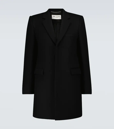 Saint Laurent Concealed Fastening Single-breasted Coat In Black | ModeSens