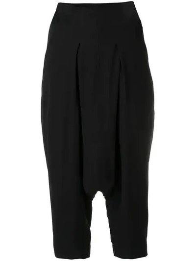 Rick Owens Cropped Sarrouel Trousers In Black