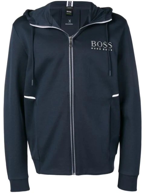 Hugo Boss Zipped Hoodie In Blue | ModeSens