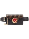 Fendi Black, Brown And Red Ff Logo Leather Belt Bag