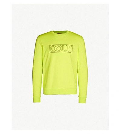 Hugo Logo-print Cotton-jersey Sweatshirt In Bright Yellow