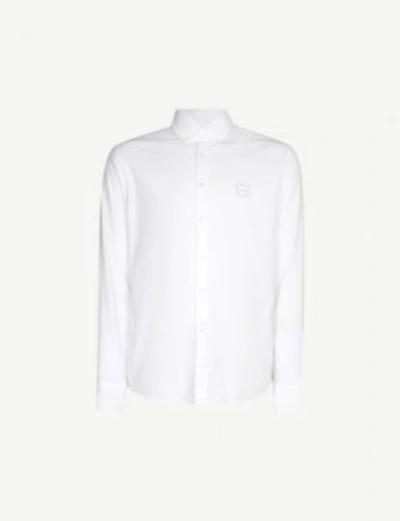 Hugo Boss Logo Patch-embroidered Cotton Shirt In White