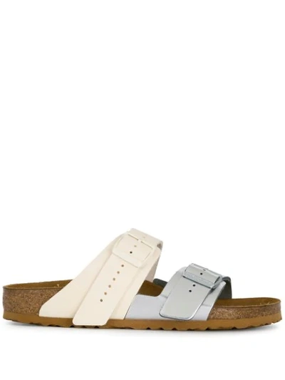 Rick Owens + Birkenstock Arizona Two-tone Leather Sandals In White